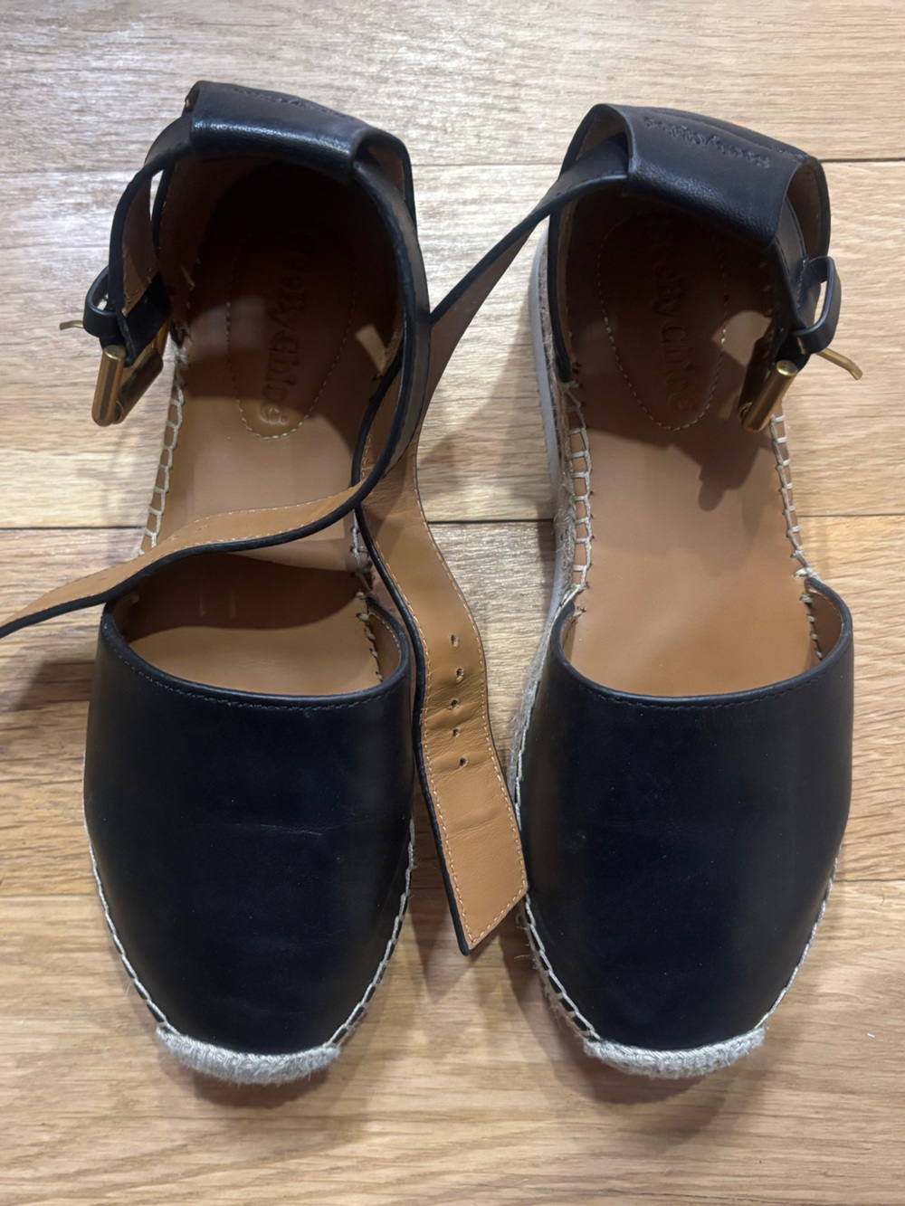 See by Chloe Black Espadrille Ankle-Strap Sandals